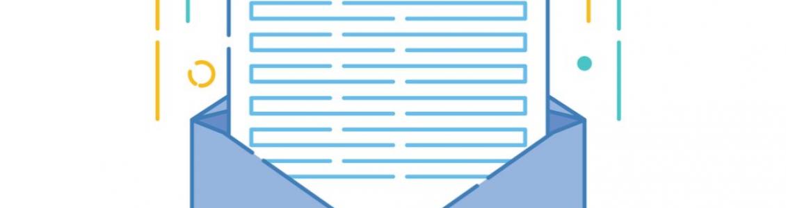 Symbol of sheet of paper in envelope